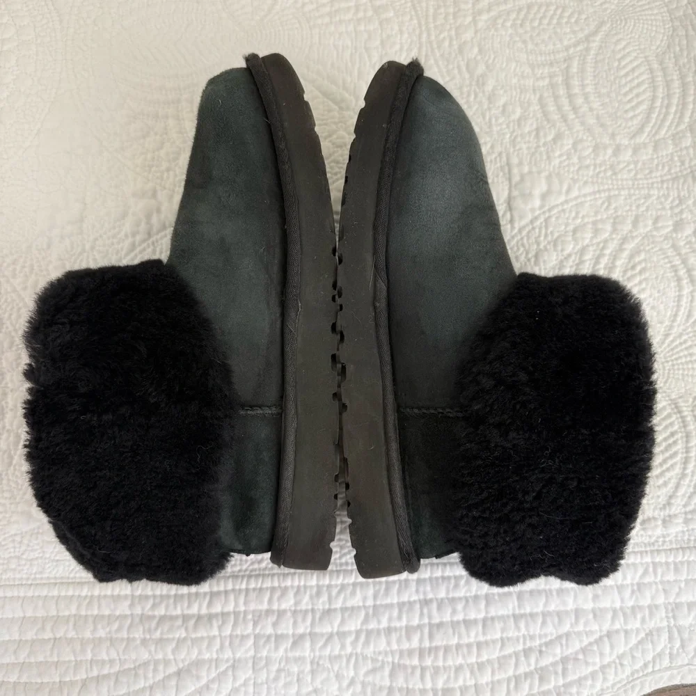 UGG Classic Mini Fluff Black Suede Ankle Boots Women’s Size 7 - Picture 6 of 9